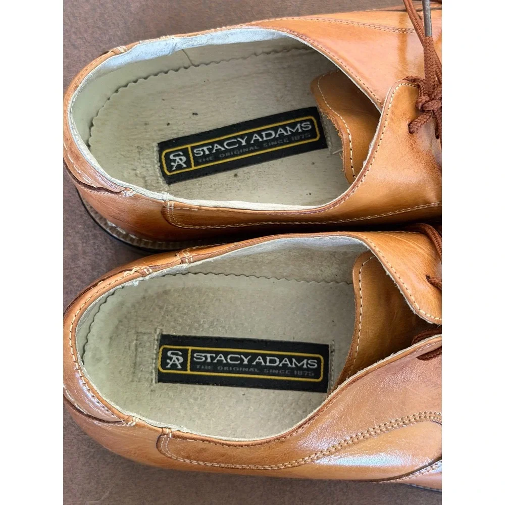 Stacy Adams Mens Tan Leather Bicycle Toe Oxford Dress Shoes 24718-240 9M